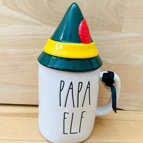 Rae Dunn PAPA ELF with hat topper mug - Picture 2 of 12